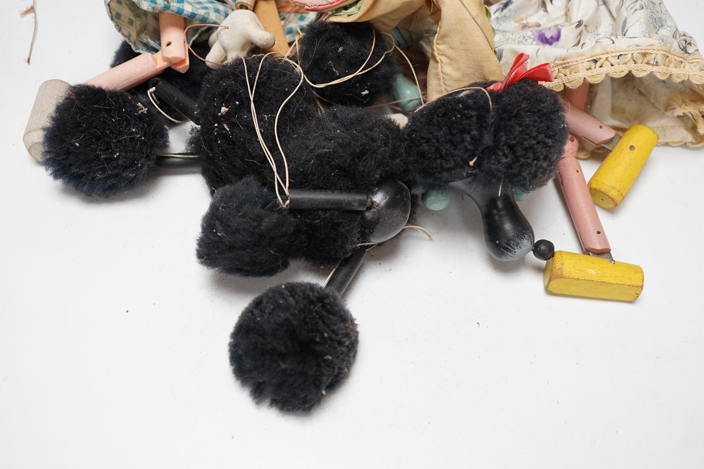 Five Pelham puppets, one boxed